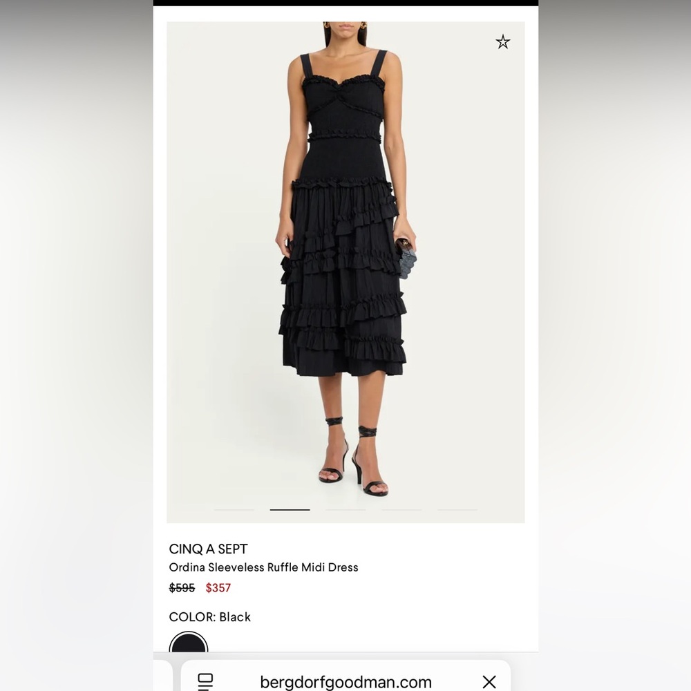 Cinq a Sept Black Ordina Midi Dress